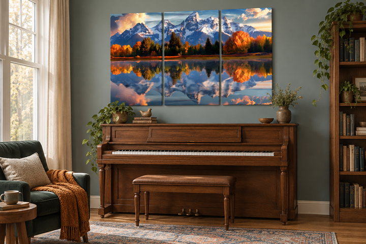 Décoration murale à panneaux multiples en 5 pièces représentant les montagnes Grand Teton