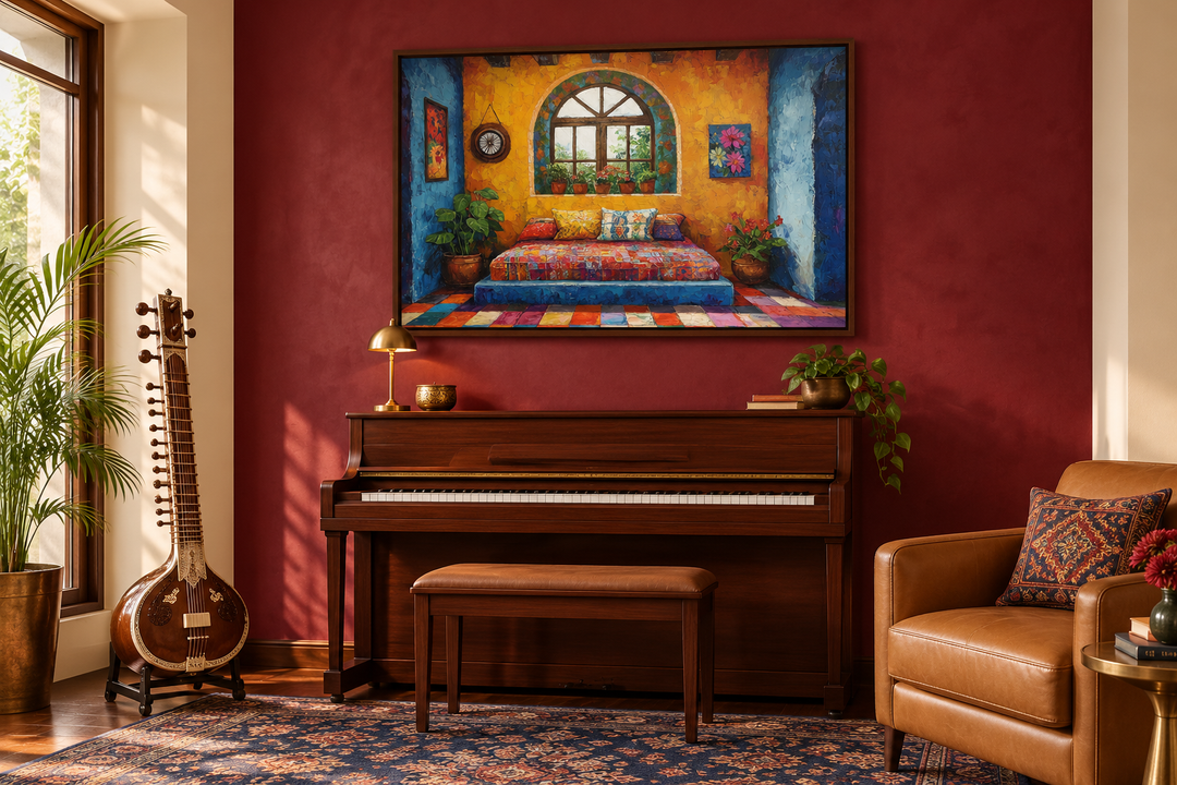 Indian Bedroom Framed Canvas Wall Art