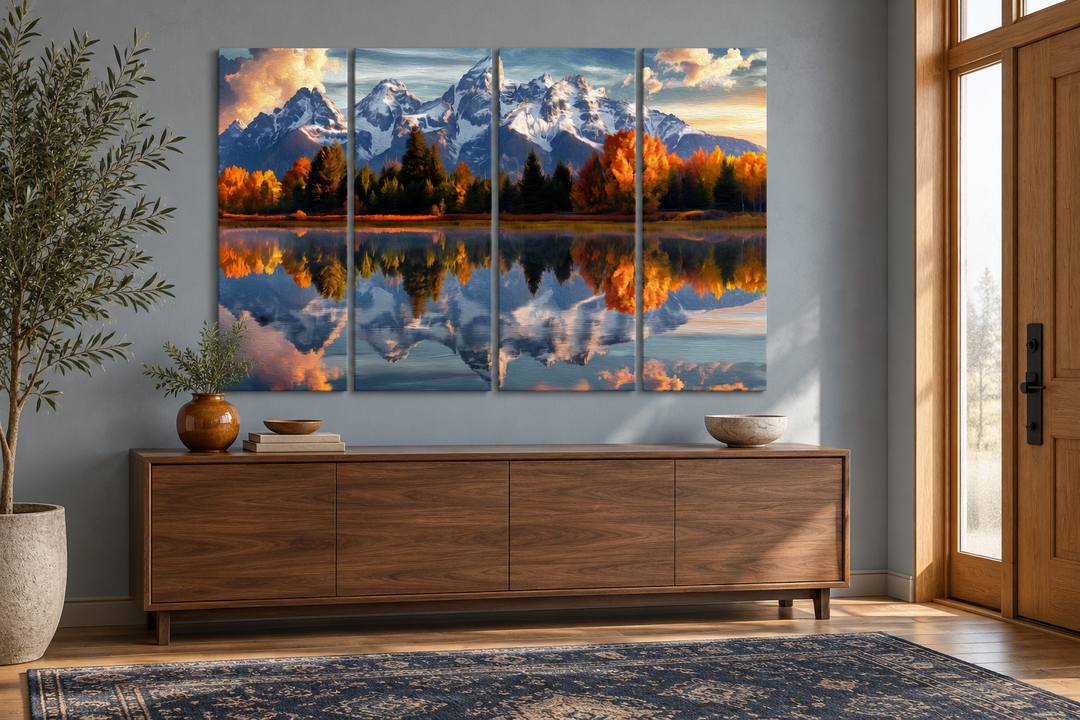 Décoration murale à panneaux multiples en 5 pièces représentant les montagnes Grand Teton