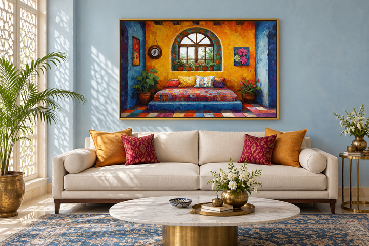 Indian Bedroom Framed Canvas Wall Art