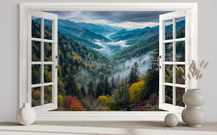 Window View of Mountain Valley Canvas Wall Art