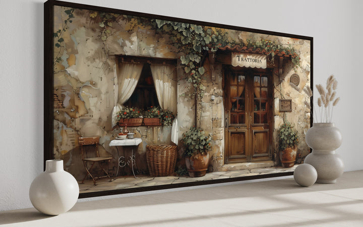 Dining Room Wall Art - Old Italian Restaurant Trattoria Door Painting in dining room side view