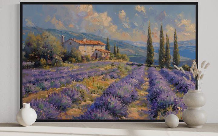 Lavender Fields of Provence France Framed Canvas Wall Art close up