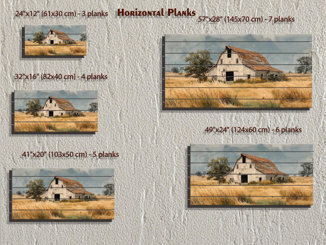 Rustic Old Barn in Wheat Field Distressed Wood Wall Art