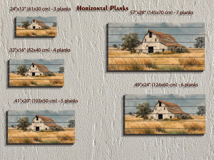 Rustic Old Barn in Wheat Field Distressed Wood Wall Art
