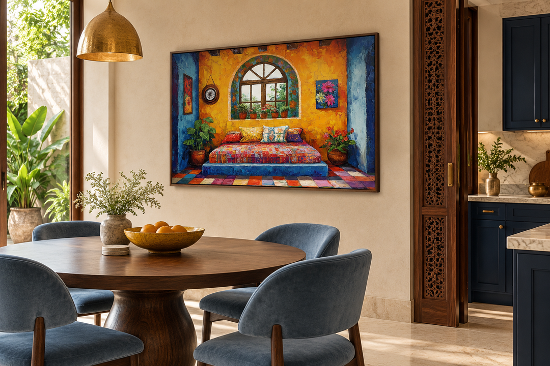 Indian Bedroom Framed Canvas Wall Art