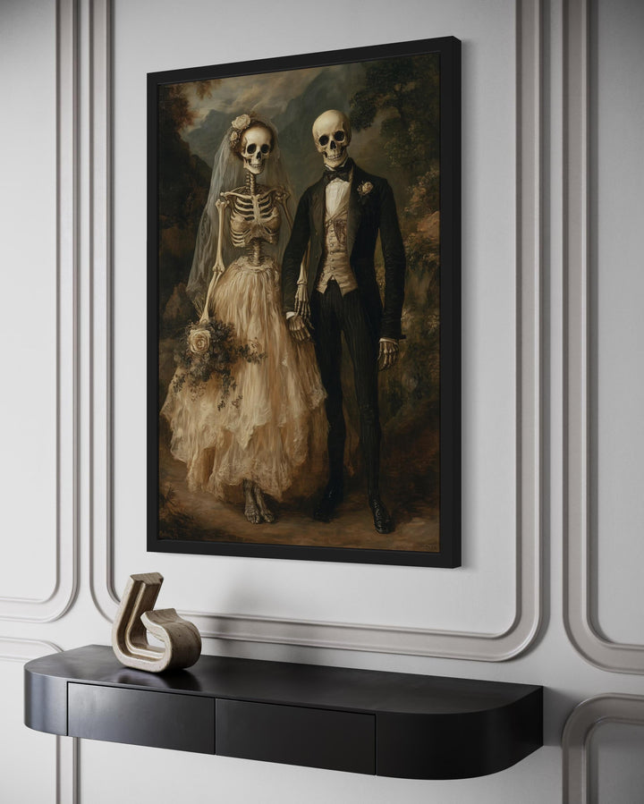 Skeleton Bride and Groom Gothic Wedding Portrait Canvas Art