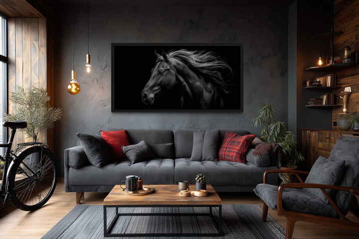 Black Horse Extra Large Framed Canvas Wall Art