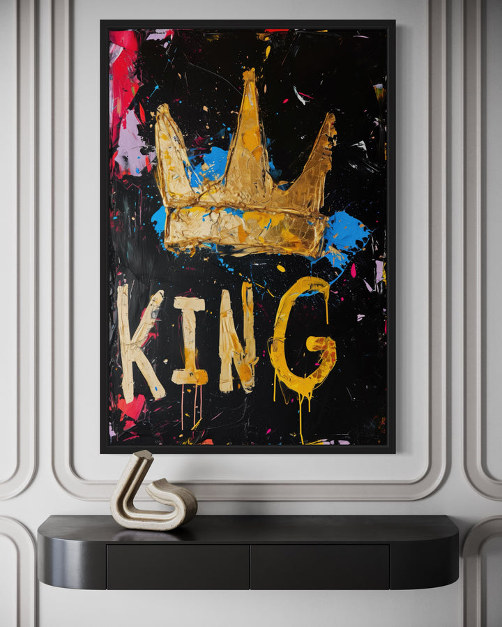 King Graffiti Wall Art - Crown Canvas Print close up