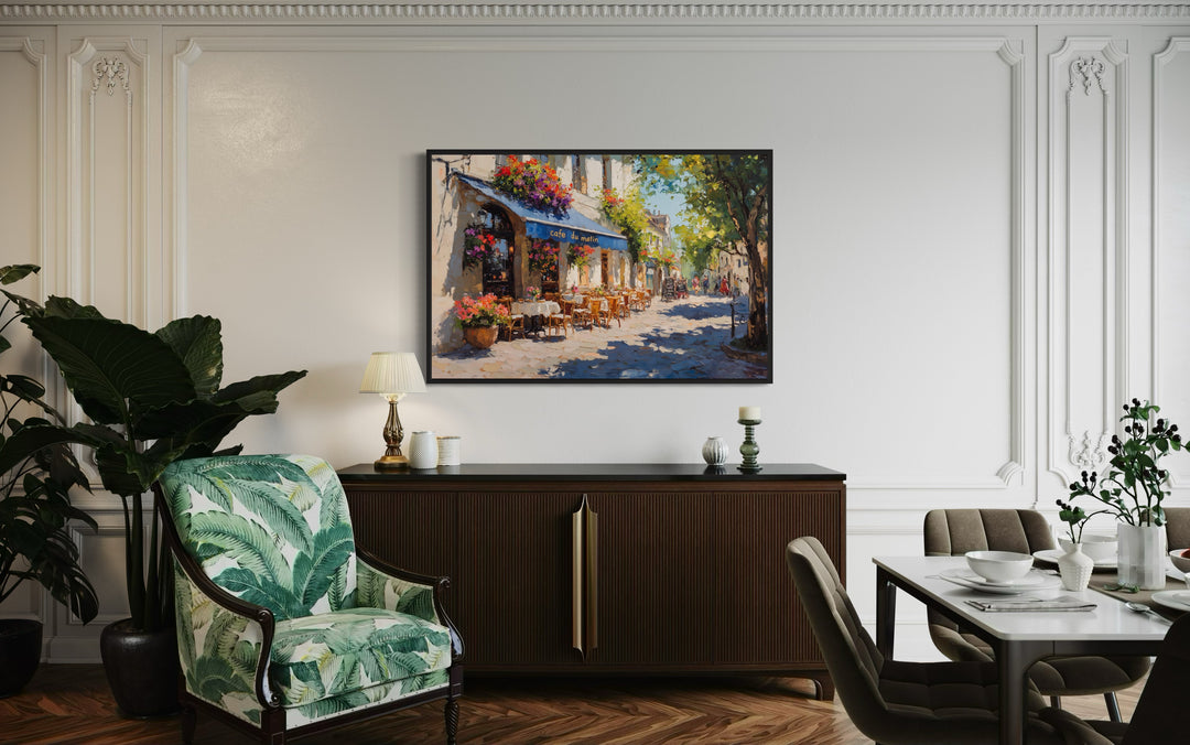 Paris Street Cafe Framed France Canvas Wall Art i dinging room