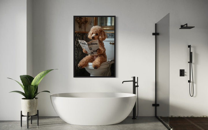 Peach Poodle On Toilet Reading Newspaper picture