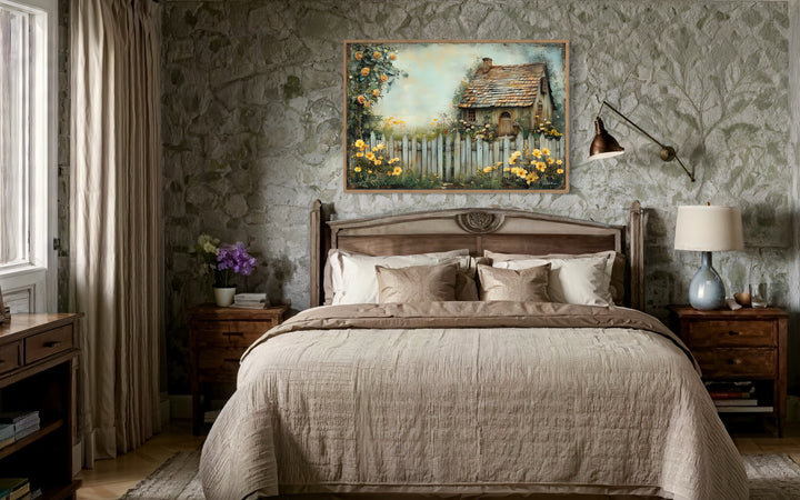 Charming Cottage Garden Rustic Floral Canvas Wall Art