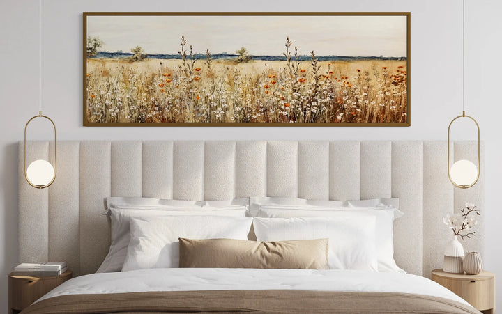 Rustic Vintage Yellow Wildflowers Field Horizontal Canvas Wall Art