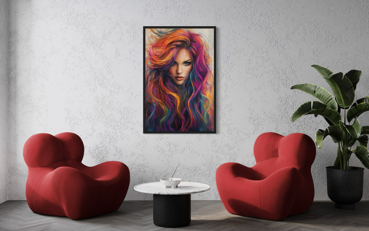 Woman With Coloful Hair Painting in hair salon