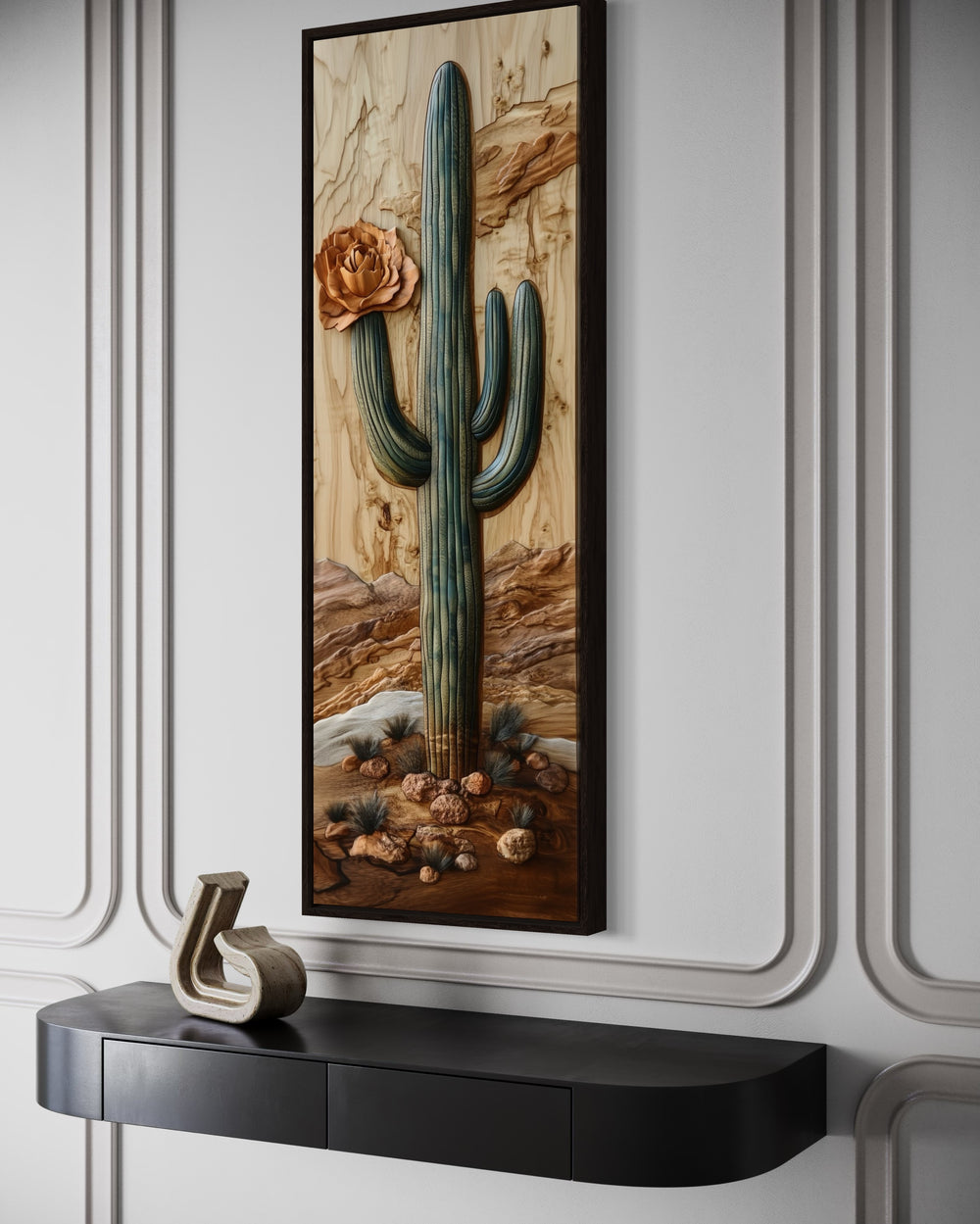 a painting of a cactus on a wall