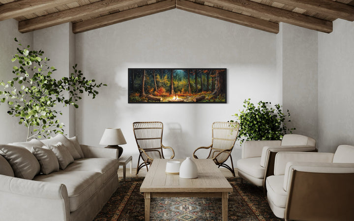 Forest Campfire Cozy Cabin Above Fireplace Mantel Wall Art