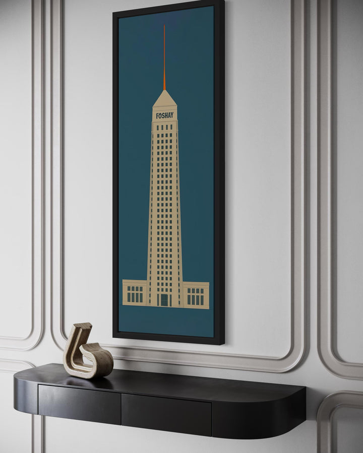 Vertical Narrow Foshay Tower Minimalist Architectural Wall Art
