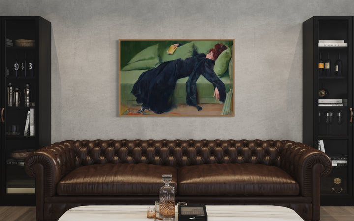 Decadent Young Woman Vintage Art Print By Ramon Casas in living room