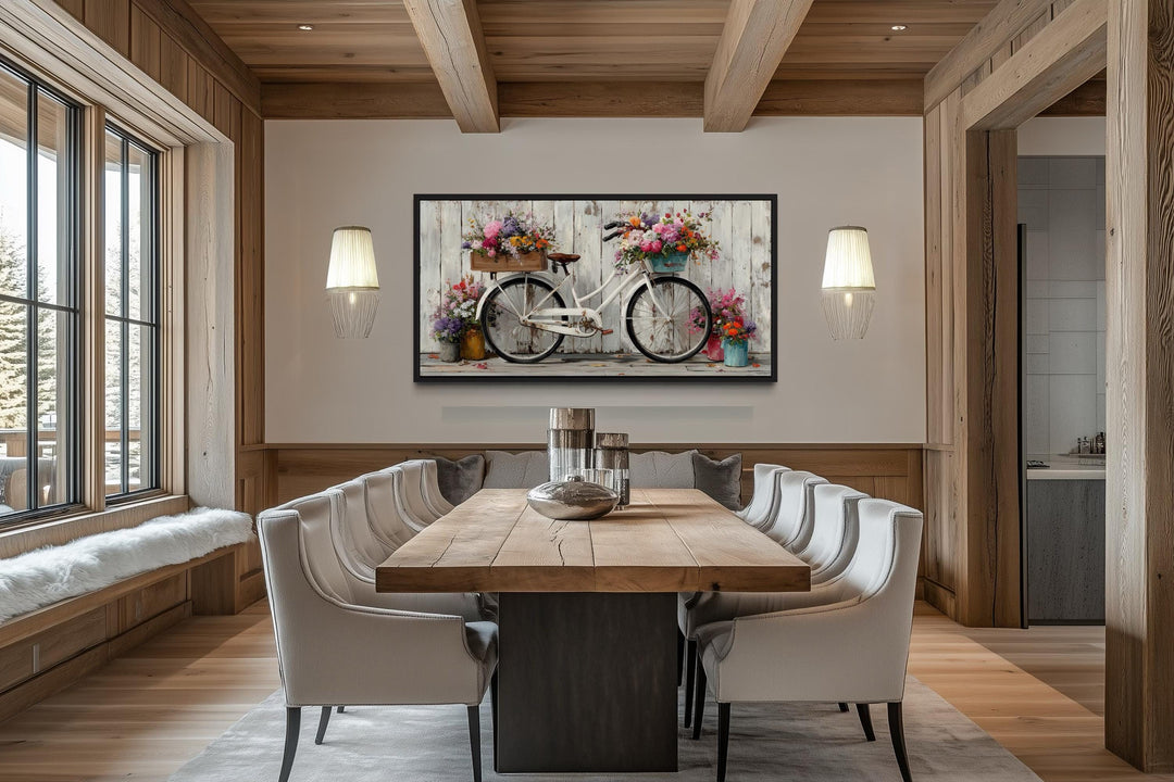 Vintage Bicycle with Flowers Canvas Wall Art