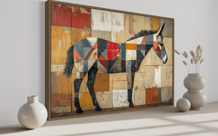 Abstract Primitive Donkey Rustic Southwestern Canvas Wall Art side view