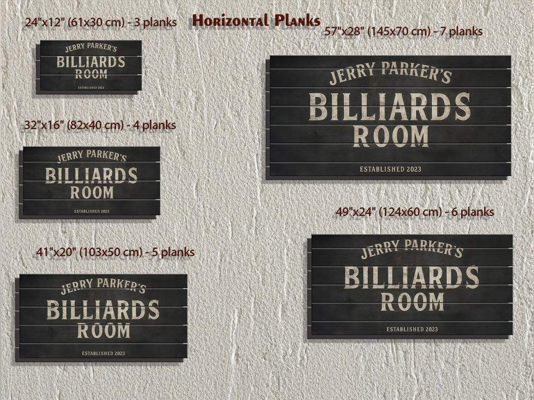 Custom Billiards Wall Art - Distressed Wood Sign | Personalized Pool Table Decor