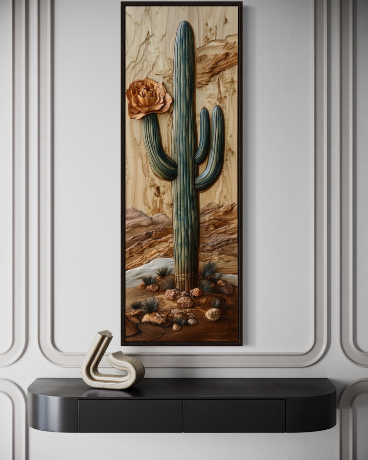 a painting of a cactus with a flower on it