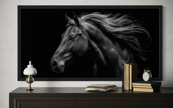 Black Horse Extra Large Framed Canvas Wall Art
