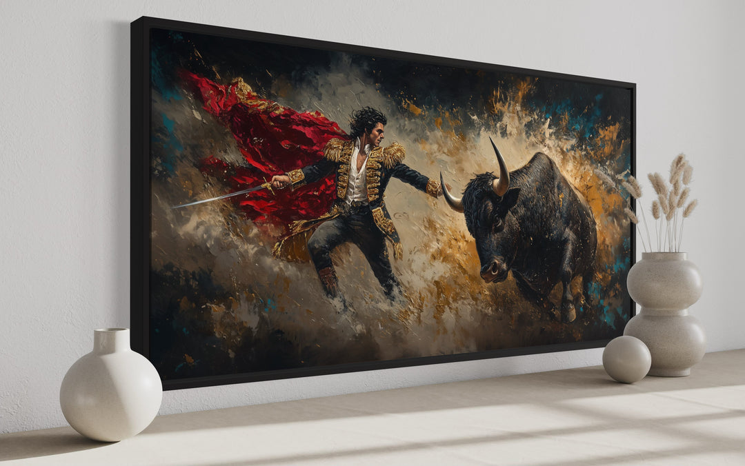 Spanish Matador Fighting Bull Canvas Wall Art side view