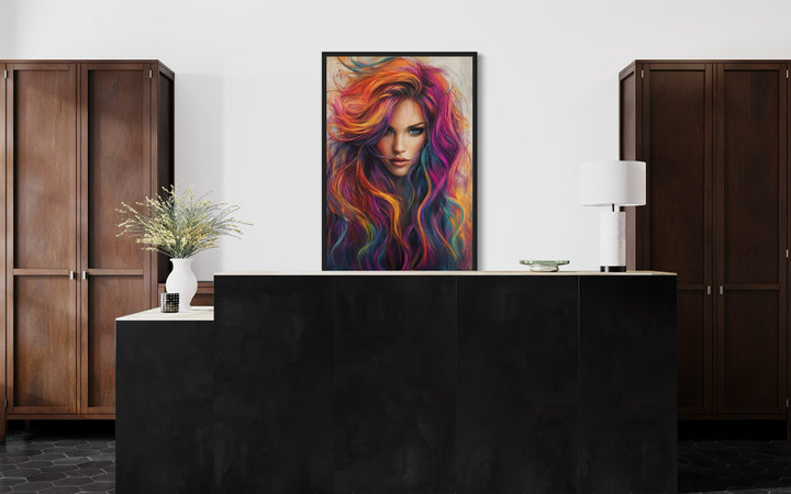 Woman With Coloful Hair Painting in hair salon