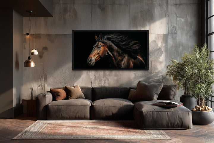 Brown Horse Extra Large Framed Canvas Wall Art