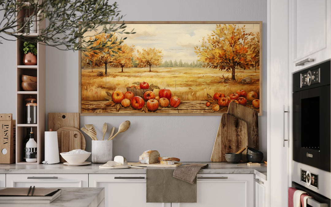 Autumn Apple Orchard Painting Farmhouse Kitchen Wall Art
