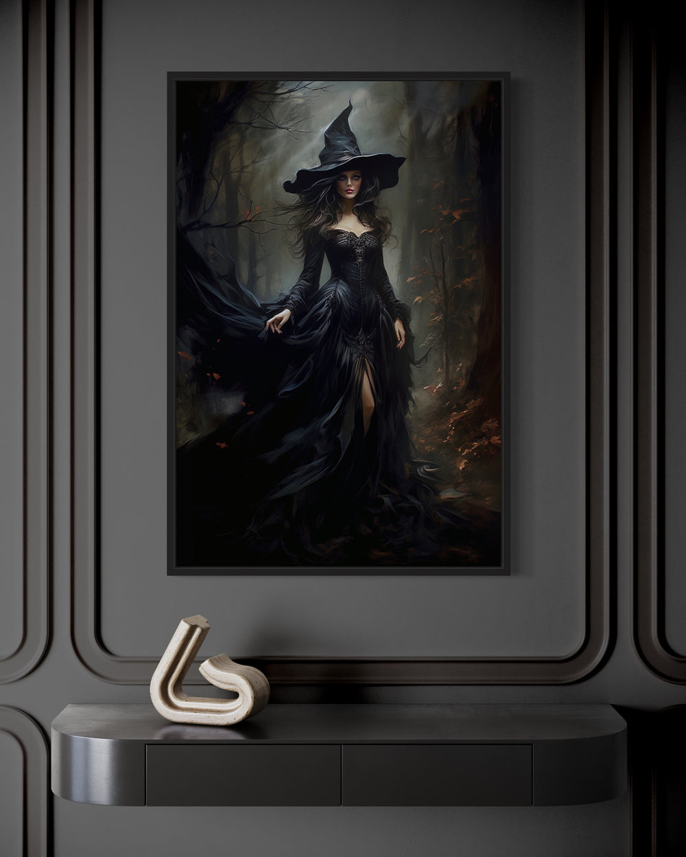 Witch In Dark Forest Gothic Wall Decor