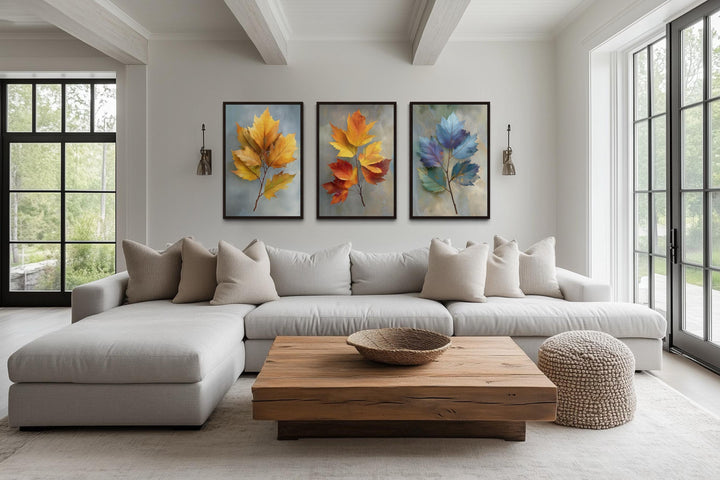 Colorful Autumn Leaves Wall Art Set of 3