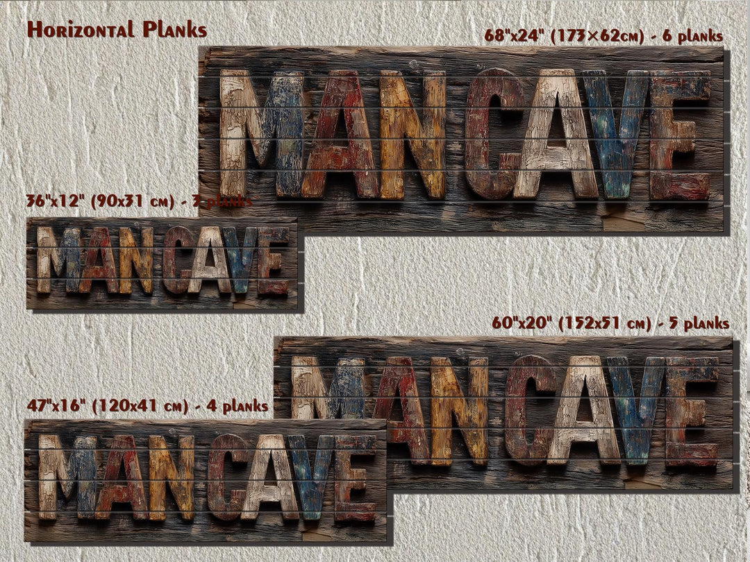 Man Cave Distressed Wood Sign Rustic Masculine Den Wall Art