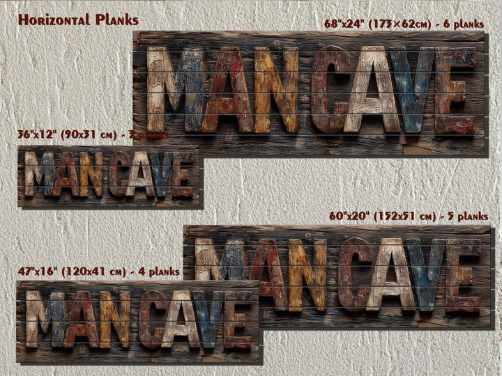 Man Cave Distressed Wood Sign Rustic Masculine Den Wall Art