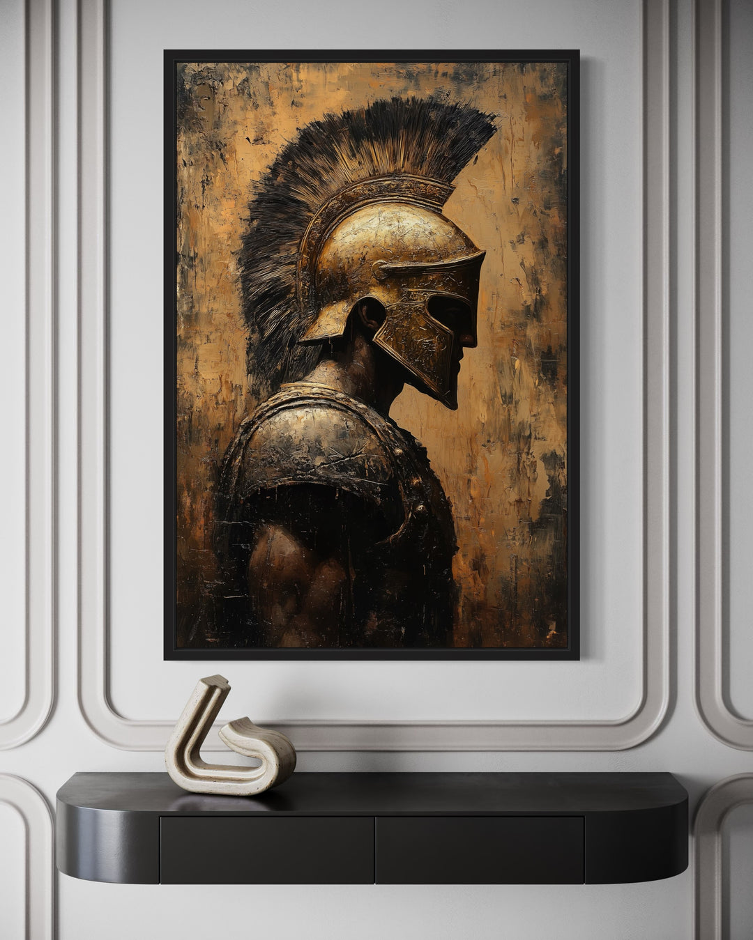 a painting of a roman soldier on a wall