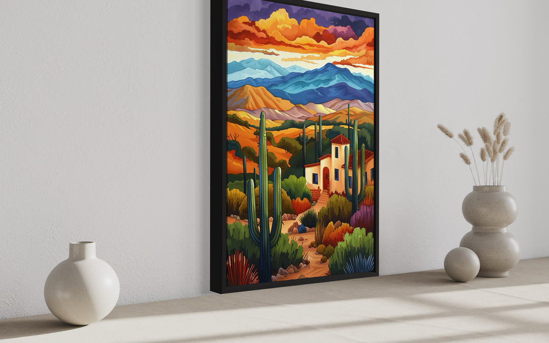 Southwestern Desert Landscape Colorful Canvas Wall Art side view