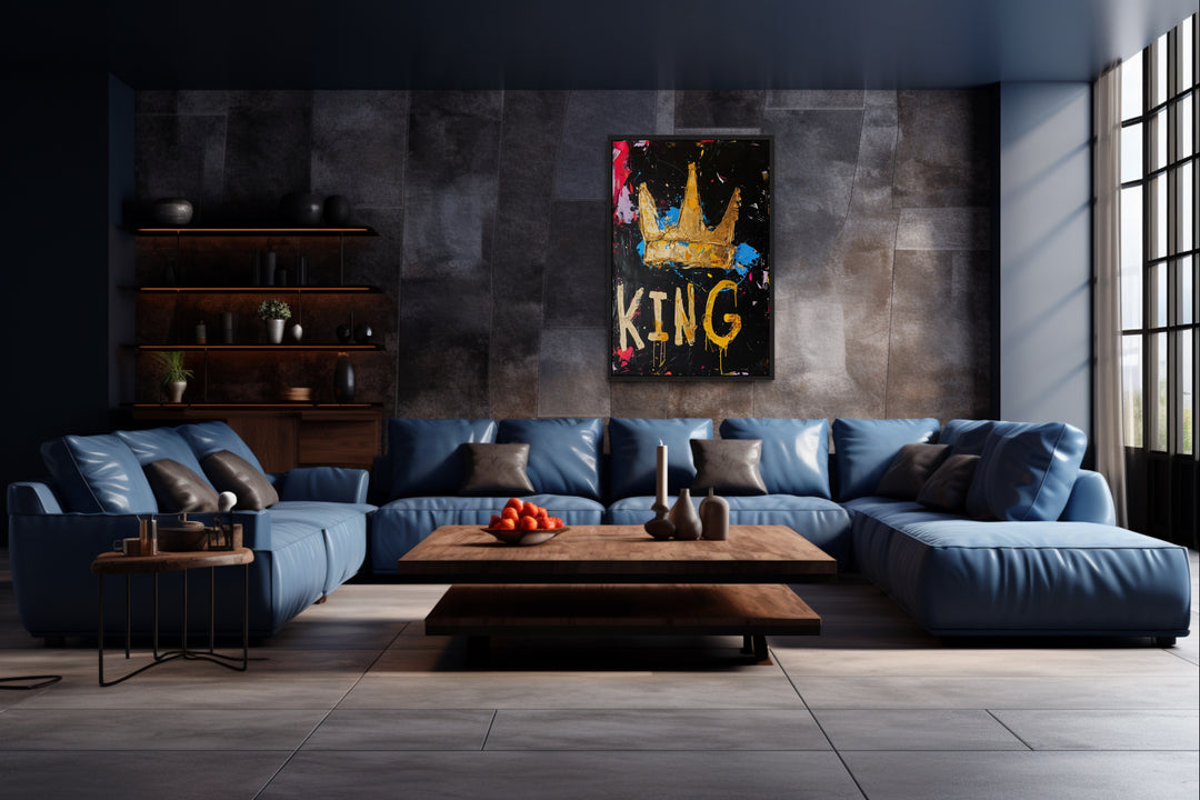 King Graffiti Wall Art - Crown Canvas Print in man cave