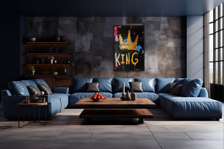 King Graffiti Wall Art - Crown Canvas Print in man cave