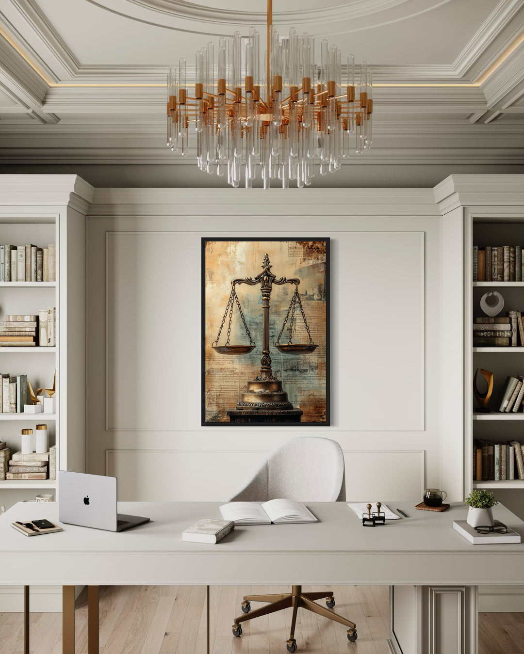 Scales Of Justice Legal Office Framed Canvas Wall Decor