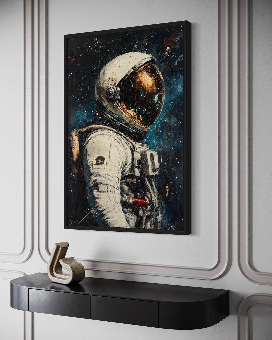 Astronaut Graffiti Framed Canvas Wall Art side view