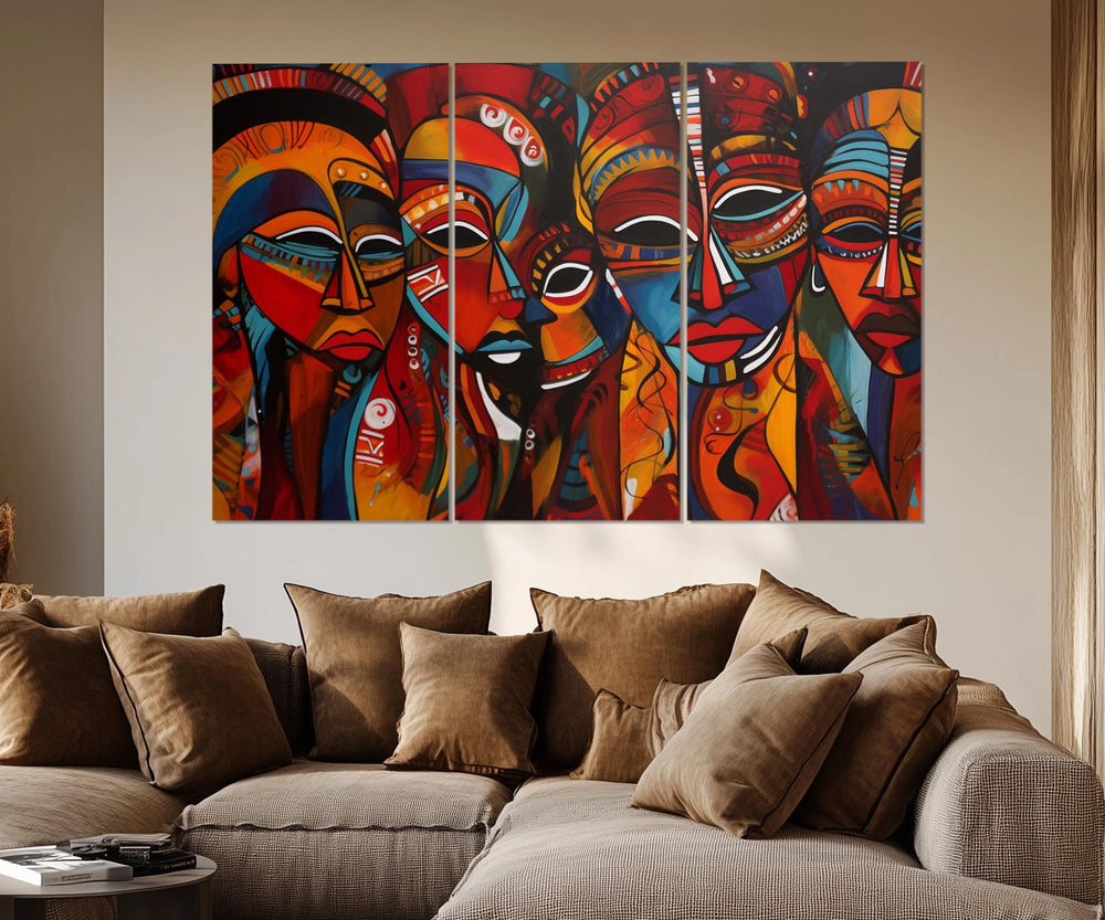 5 Piece African Masks Multi-Panel Canvas Wall Art