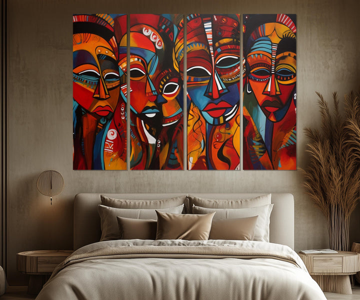 5 Piece African Masks Multi-Panel Canvas Wall Art