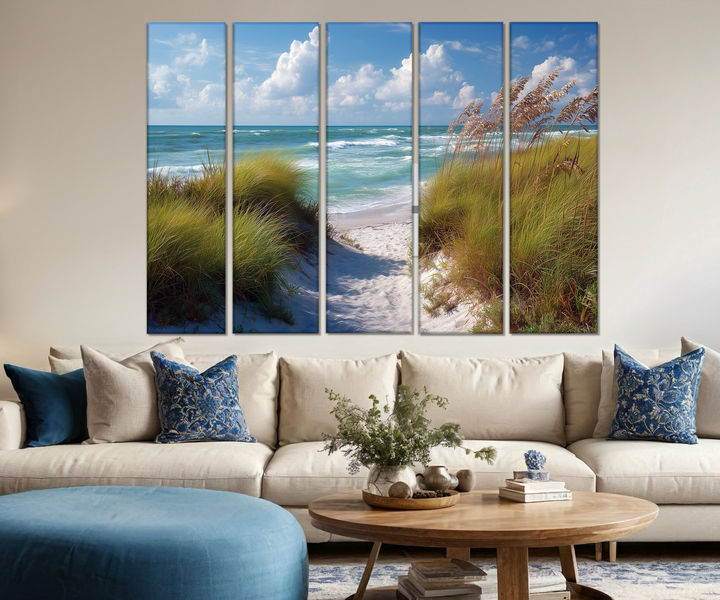 5 Piece Beach Dunes Multi-Panel Coastal Canvas Wall Art