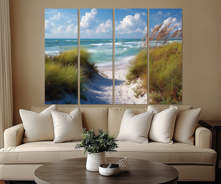 5 Piece Beach Dunes Multi-Panel Coastal Canvas Wall Art