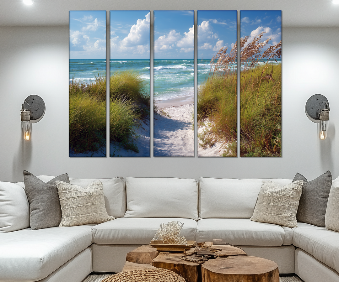 5 Piece Beach Dunes Multi-Panel Coastal Canvas Wall Art