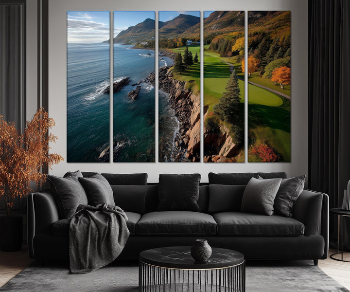 5 Piece Golf Course With Ocean Cliffs View Extra Large Wall Art