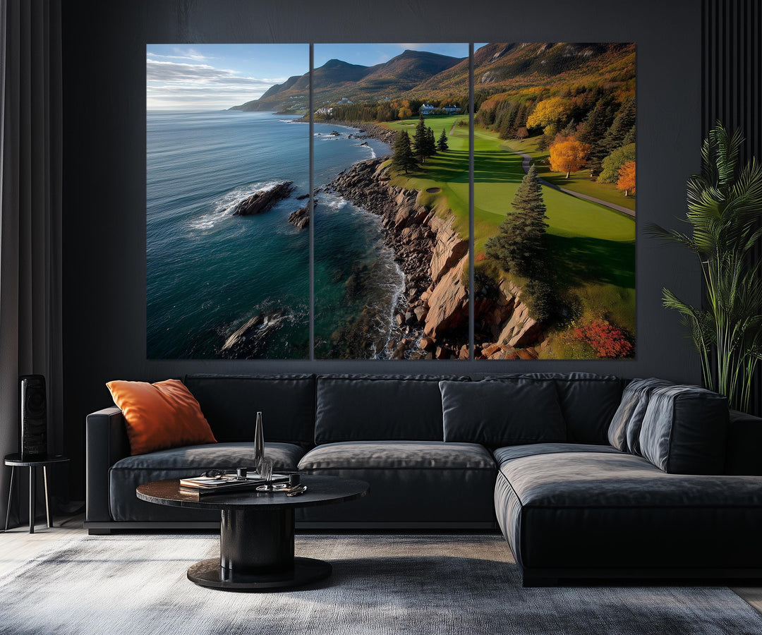 5 Piece Golf Course With Ocean Cliffs View Extra Large Wall Art