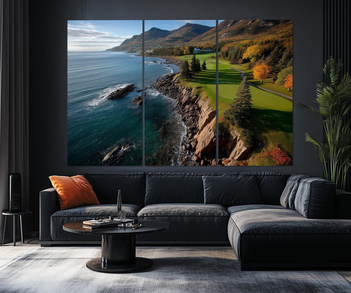 5 Piece Golf Course With Ocean Cliffs View Extra Large Wall Art