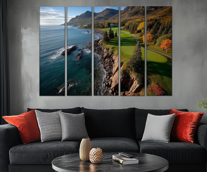 5 Piece Golf Course With Ocean Cliffs View Extra Large Wall Art
